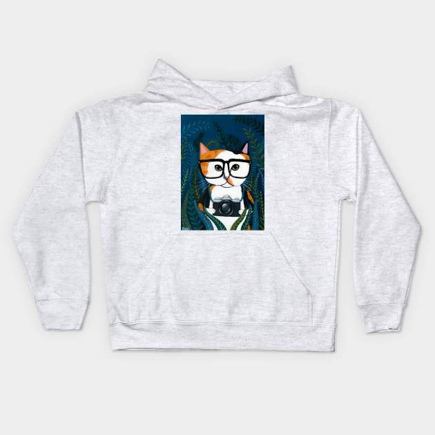 The Jungle Photographer Kids Hoodie by KilkennyCat Art